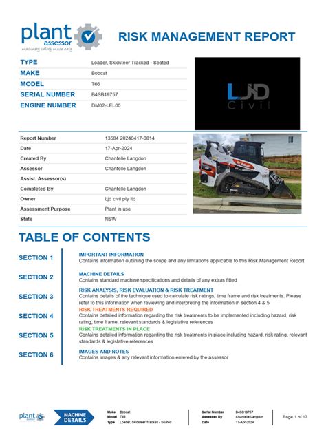 risk assessment bobcat skid steer loader|Free Skidsteer Bobcat Risk Assessment Template.